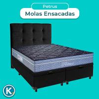 Kit Cabeceira + Cama Box Bau + Colchão Queen Molas Ensacadas Petrus Paropas