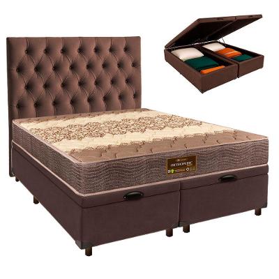 Kit Cabeceira + Cama Box Bau + Colchão Queen D26 Ortophedic Sankonfort