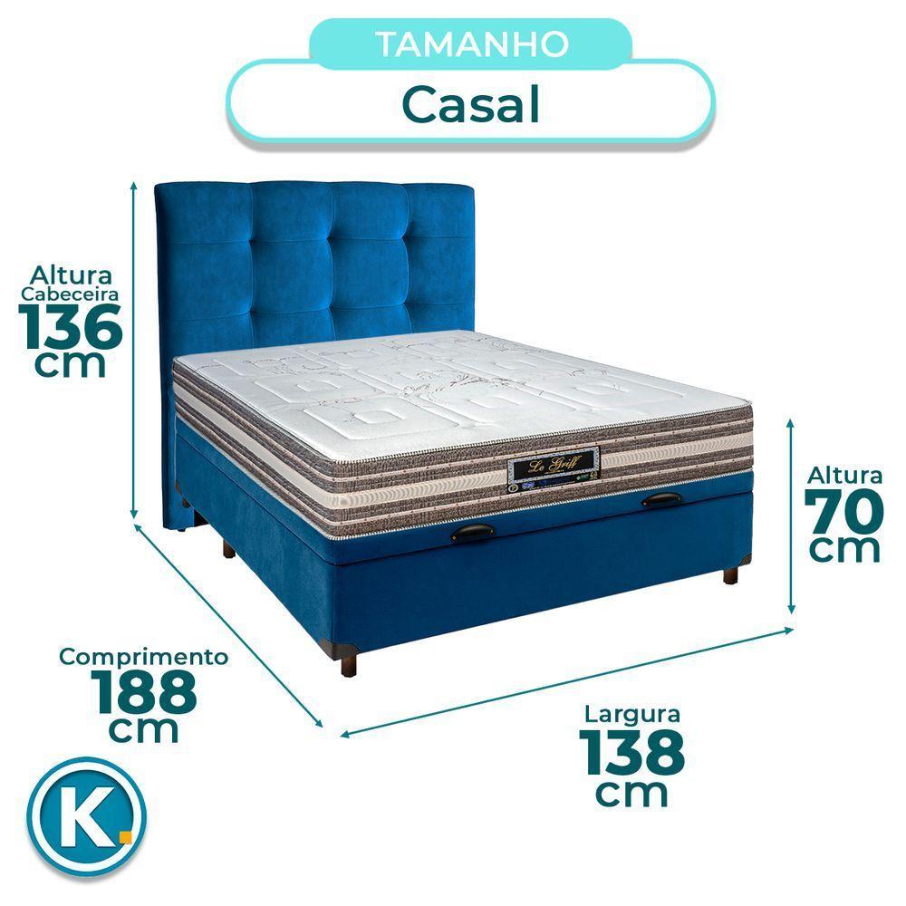 Kit Cabeceira + Cama Box Bau + Colchão Casal Molas Ensacadas Legriff Sankonfort - 3