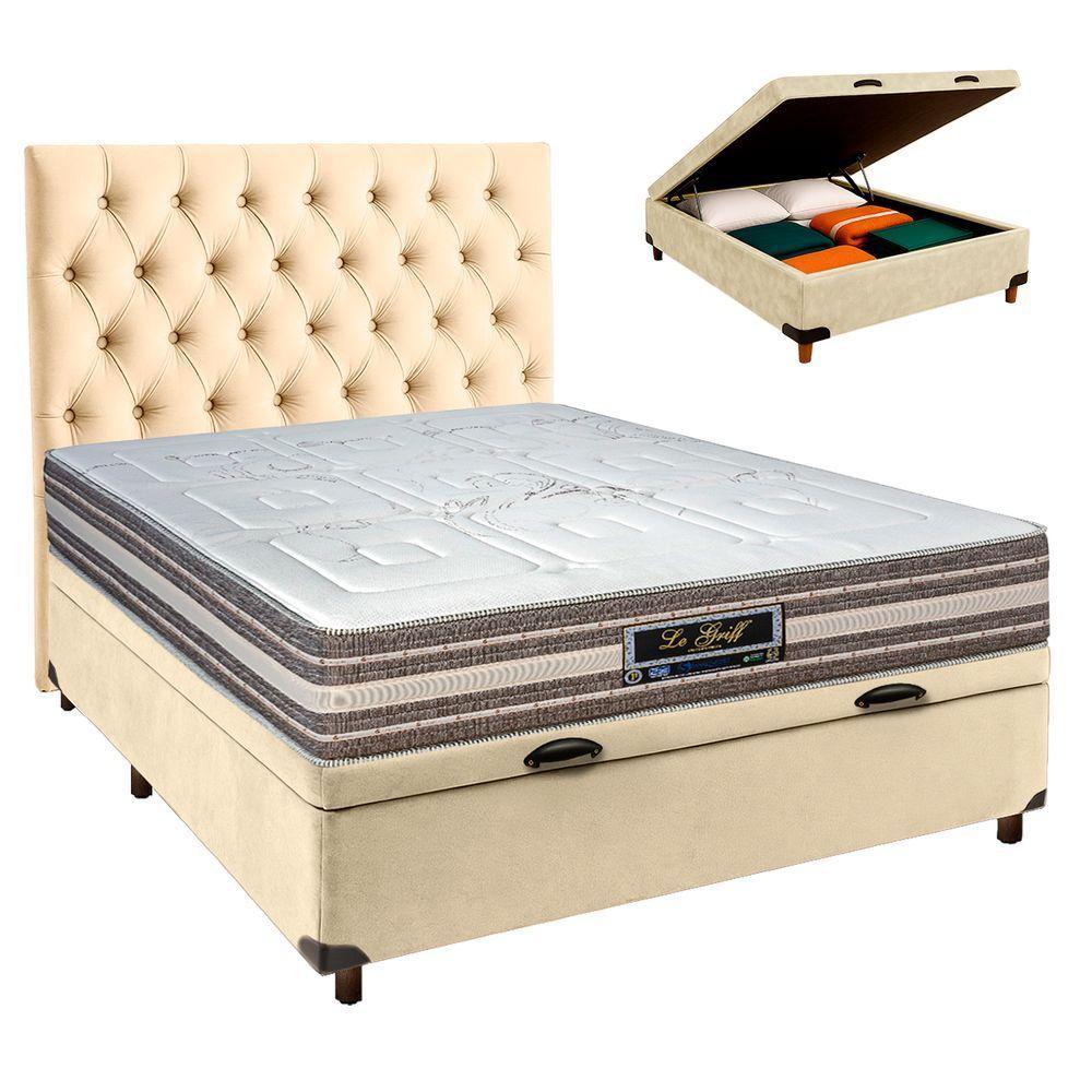 Kit Cabeceira + Cama Box Bau + Colchão Casal Molas Ensacadas Legriff Sankonfort - 1