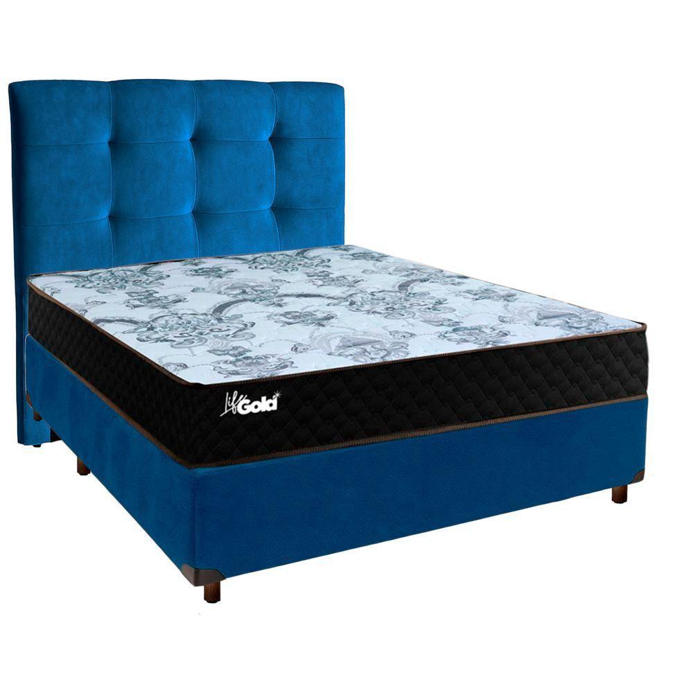 Kit Cabeceira + Cama Box + Colchão Casal Molas Ensacadas Life Gold Paropas - 1