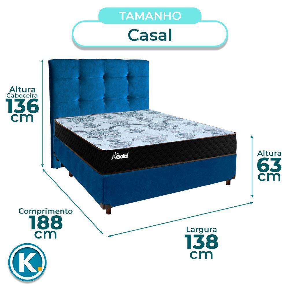 Kit Cabeceira + Cama Box + Colchão Casal Molas Ensacadas Life Gold Paropas - 3