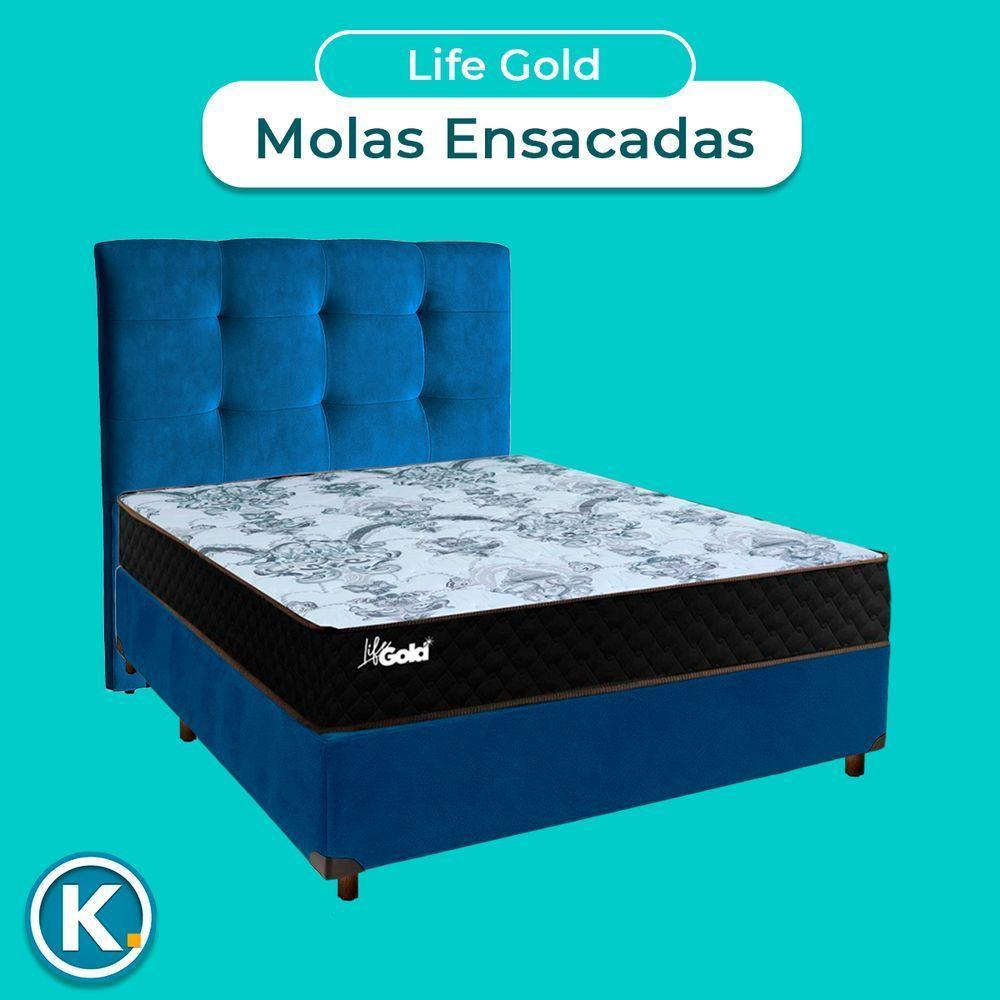 Kit Cabeceira + Cama Box + Colchão Casal Molas Ensacadas Life Gold Paropas - 4