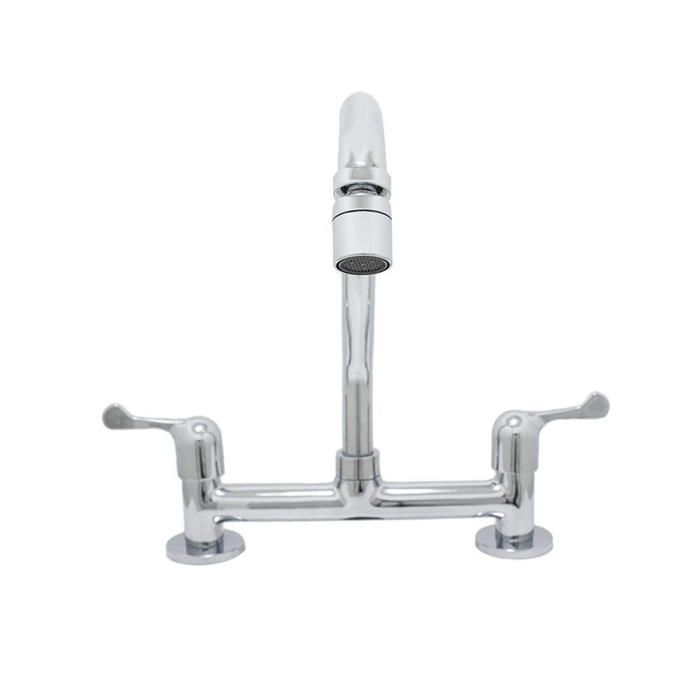 Torneira Pia Cozinha Misturador Mesa + Valvula Americana + 2 Engates Malha De Aço 40cm Cromado - 5