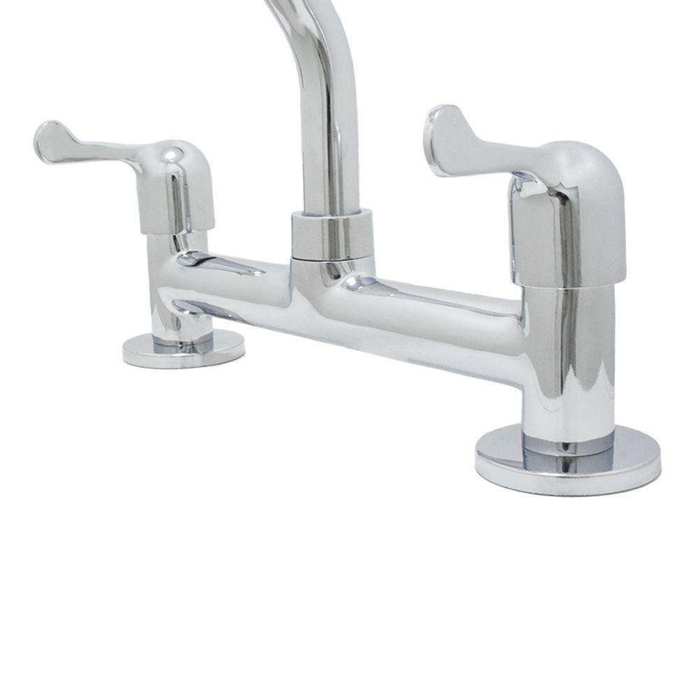 Torneira Pia Cozinha Misturador Mesa + Valvula Americana + 2 Engates Malha De Aço 40cm Cromado - 8