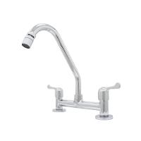 Torneira Pia Cozinha Misturador Mesa + Valvula Americana + 2 Engates Malha De Aço 40cm Cromado - 2