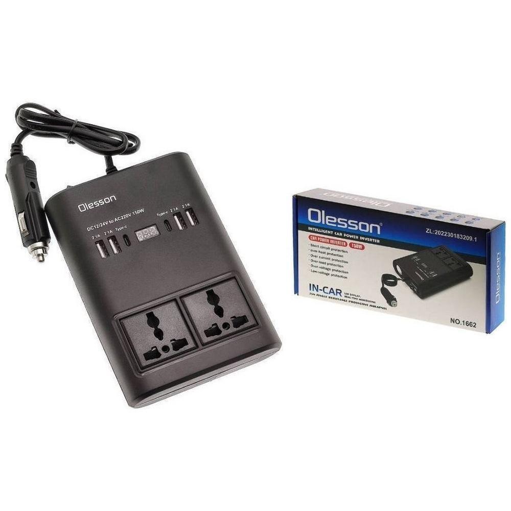 Inversor Conversor Tensao Duplo Carro 150w 4 Usb 12v 24v 220v Led Inteligente Carregador Veicular Tomada - 5