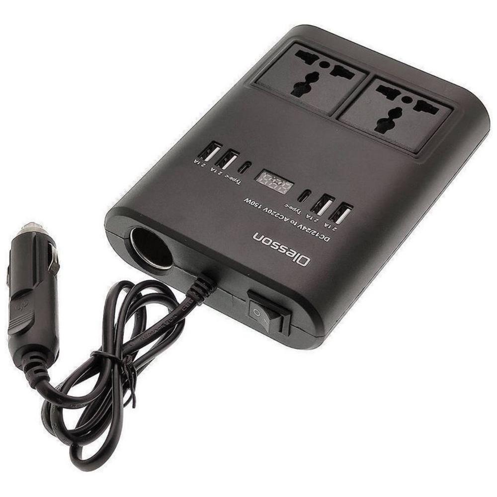 Inversor Conversor Tensao Duplo Carro 150w 4 Usb 12v 24v 220v Led Inteligente Carregador Veicular Tomada - 6