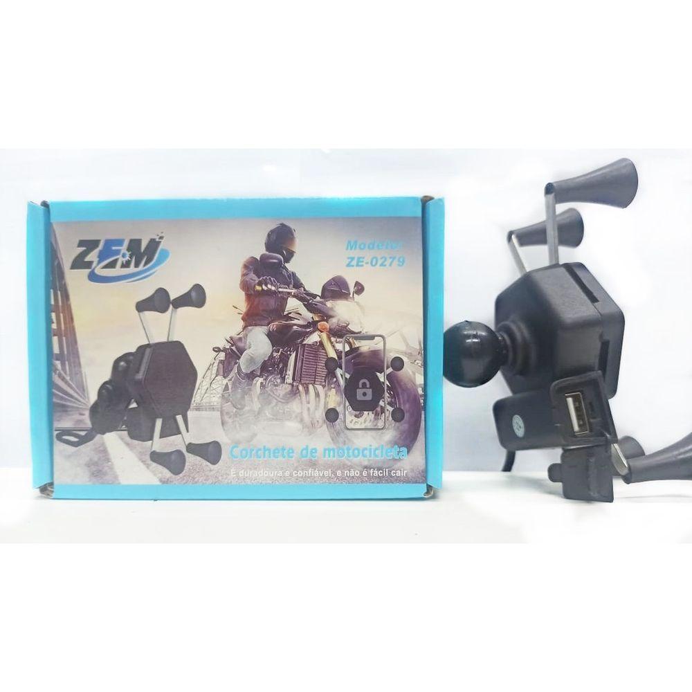Suporte Moto Garra Para Celular Universal Com Carregador Usb - 5