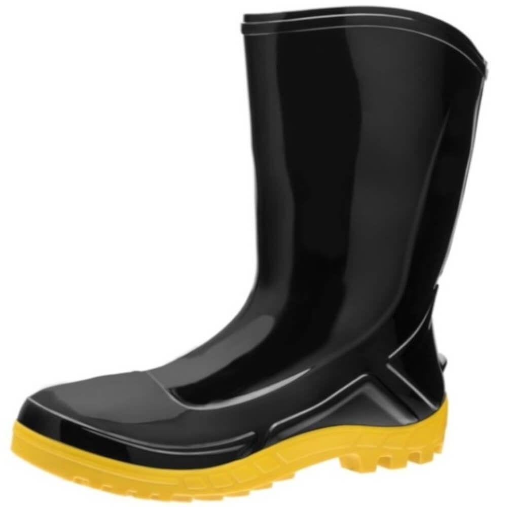 Bota Pvc Cano Médio Preta E Amarela Nº44 - 110vflexf-pra - Marluvas - 1