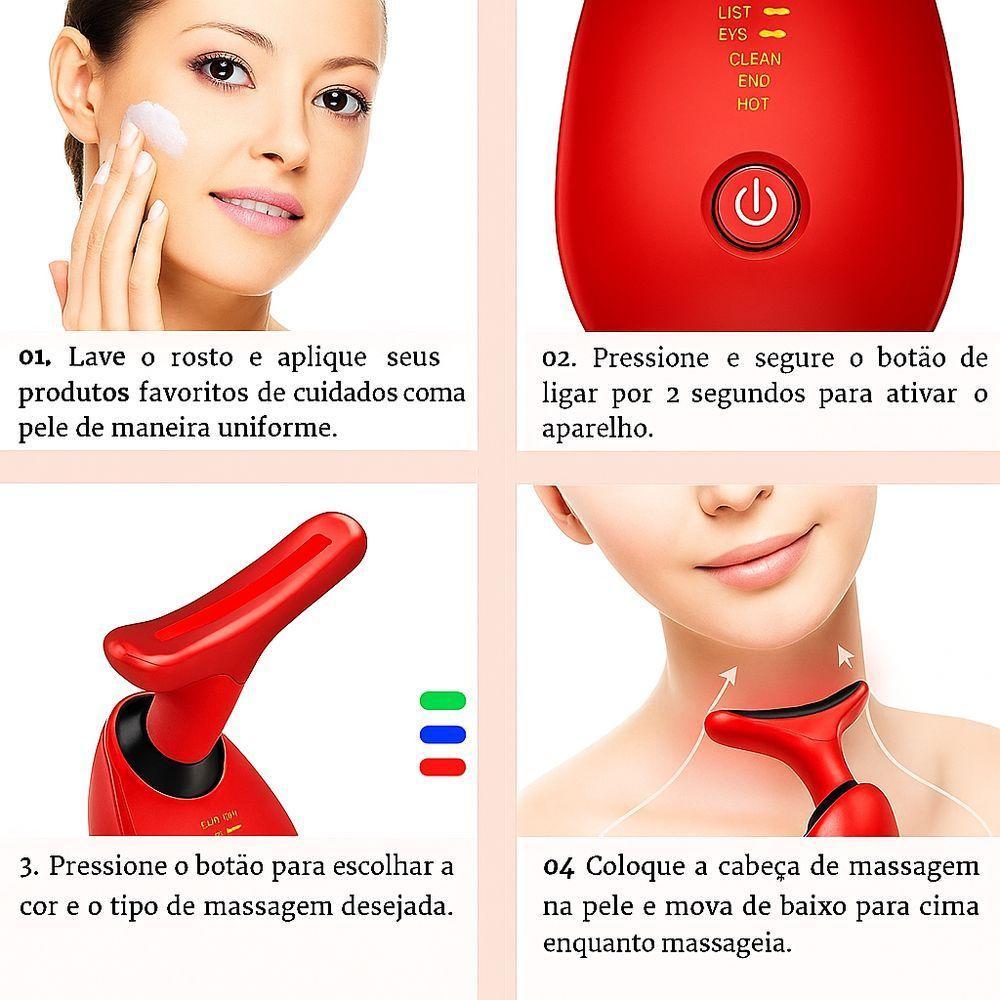 Massageador Facial Eletrico Pescoço Led Lift Fototerapia Ant - 3
