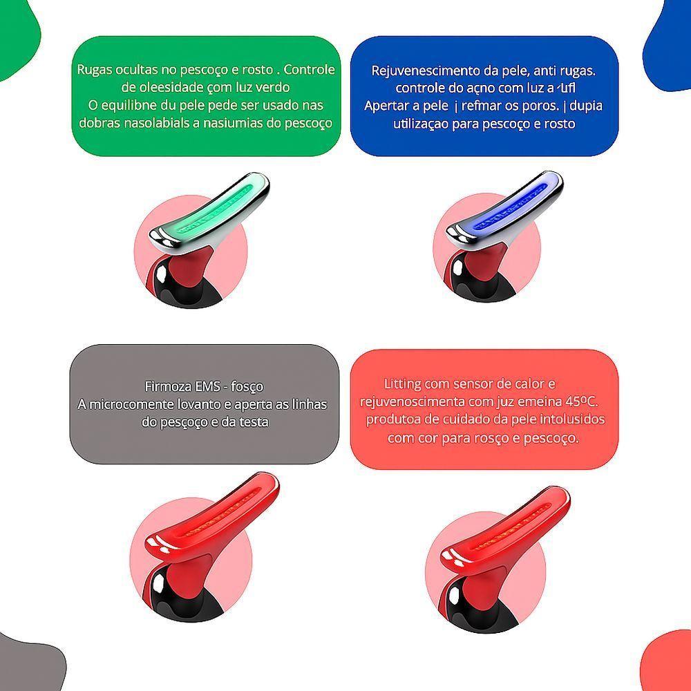 Massageador Facial Eletrico Pescoço Led Lift Fototerapia Ant - 7