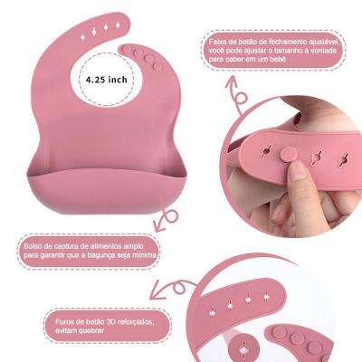 Talheres Bebê Silicone 6 Peças Kit Talheres Infantil Com Ventosa Canudo Colher Babador Garfo Rosa