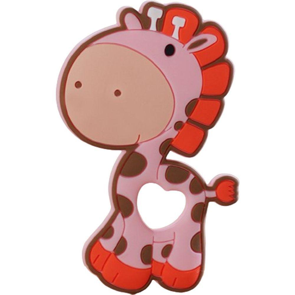 Mordedor Girafa Funny Para Bebê De Silicone 7,03x6,55x0,83cm Rosa - 1