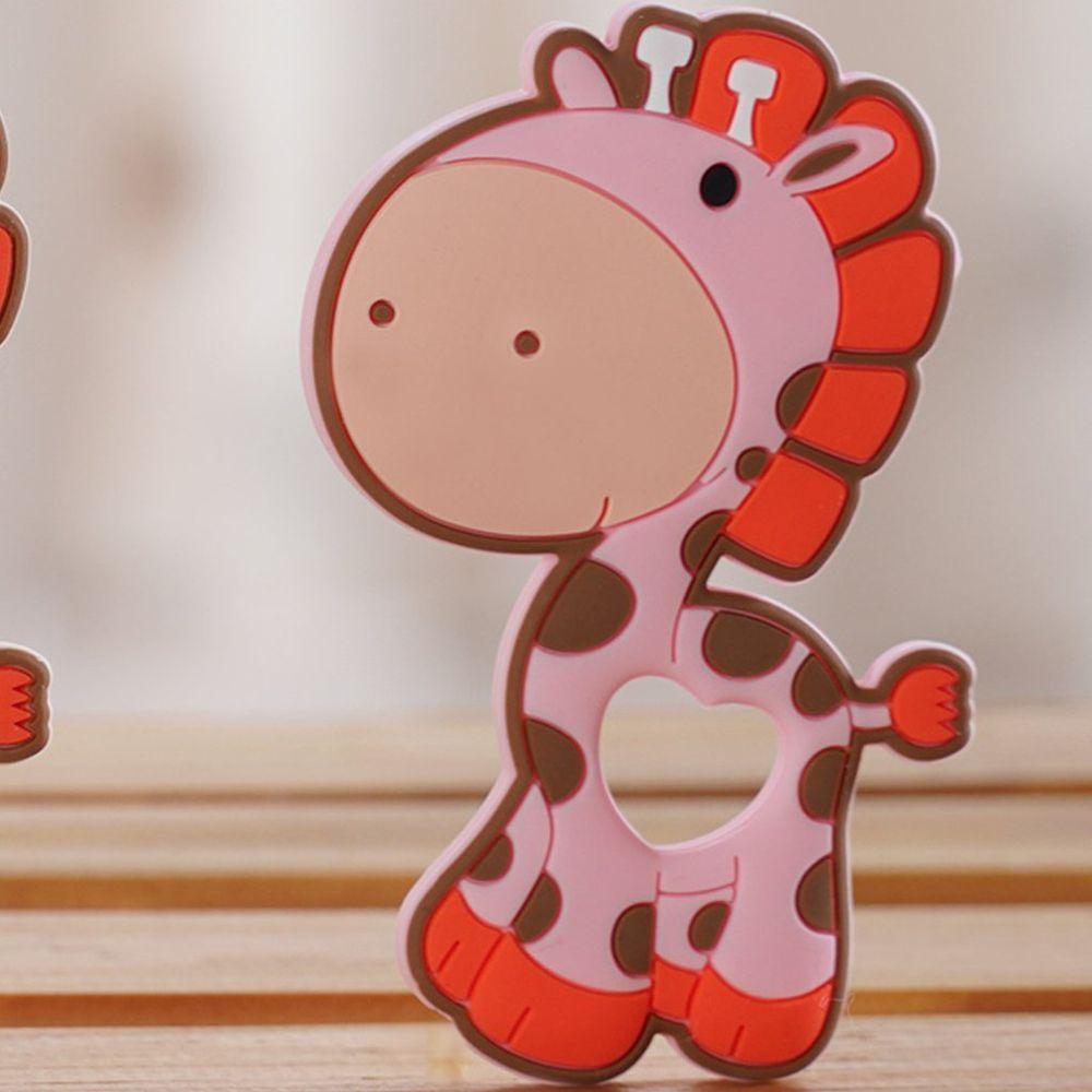 Mordedor Girafa Funny Para Bebê De Silicone 7,03x6,55x0,83cm Rosa - 3