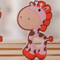 Mordedor Girafa Funny Para Bebê De Silicone 7,03x6,55x0,83cm Rosa - 3