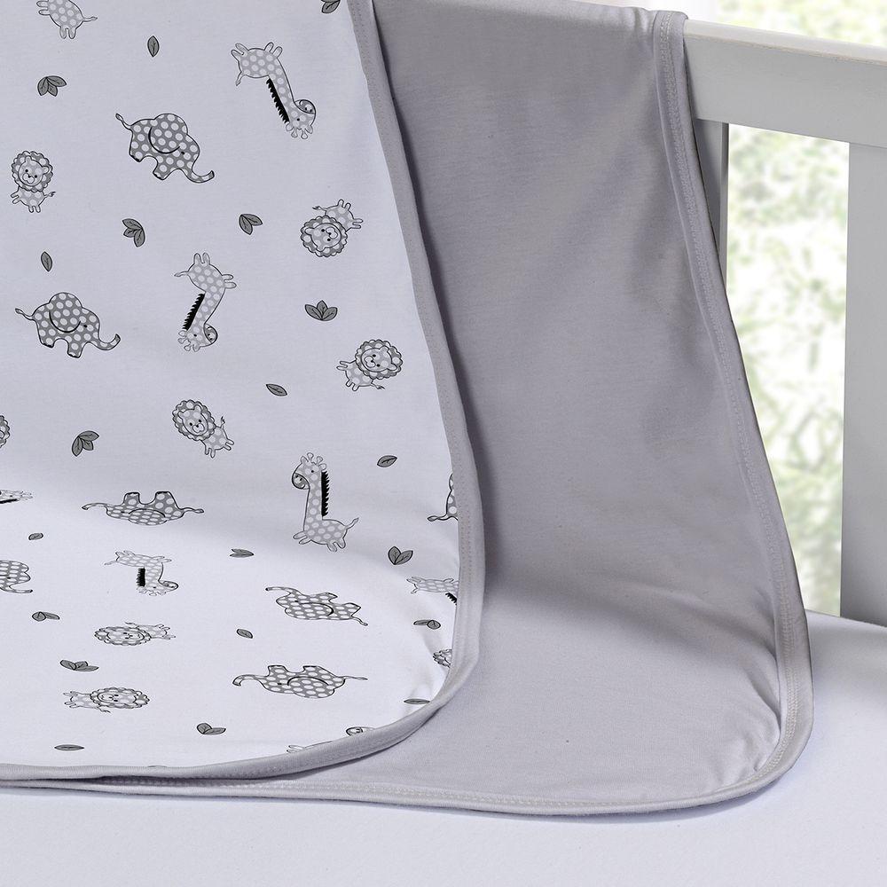 Cueiro Duplo Tecebem Baby Malha 100% Algodão Estampado Leon 80cm X 90cm Cinza - 2
