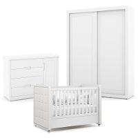 Quarto De Bebe 2 Portas Tutto New Branco Acetinado Com Capitonê New Boucle - Matic - 1