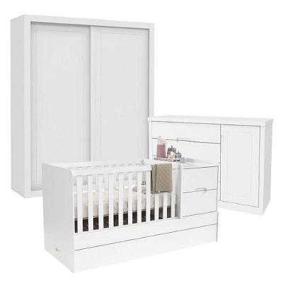Quarto De Bebê 2 Portas Tutto New Com Berço Multifuncional Formare Branco Acetinado - Matic