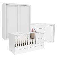 Quarto De Bebê 2 Portas Tutto New Com Berço Multifuncional Formare Branco Acetinado - Matic - 1
