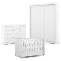 Quarto De Bebe 2 Portas Tutto New Branco Acetinado Com Capitonê New Boucle - Matic - 1