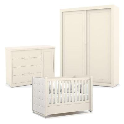 Quarto De Bebe 2 Portas Tutto New Off White Com Capitonê New Boucle - Matic