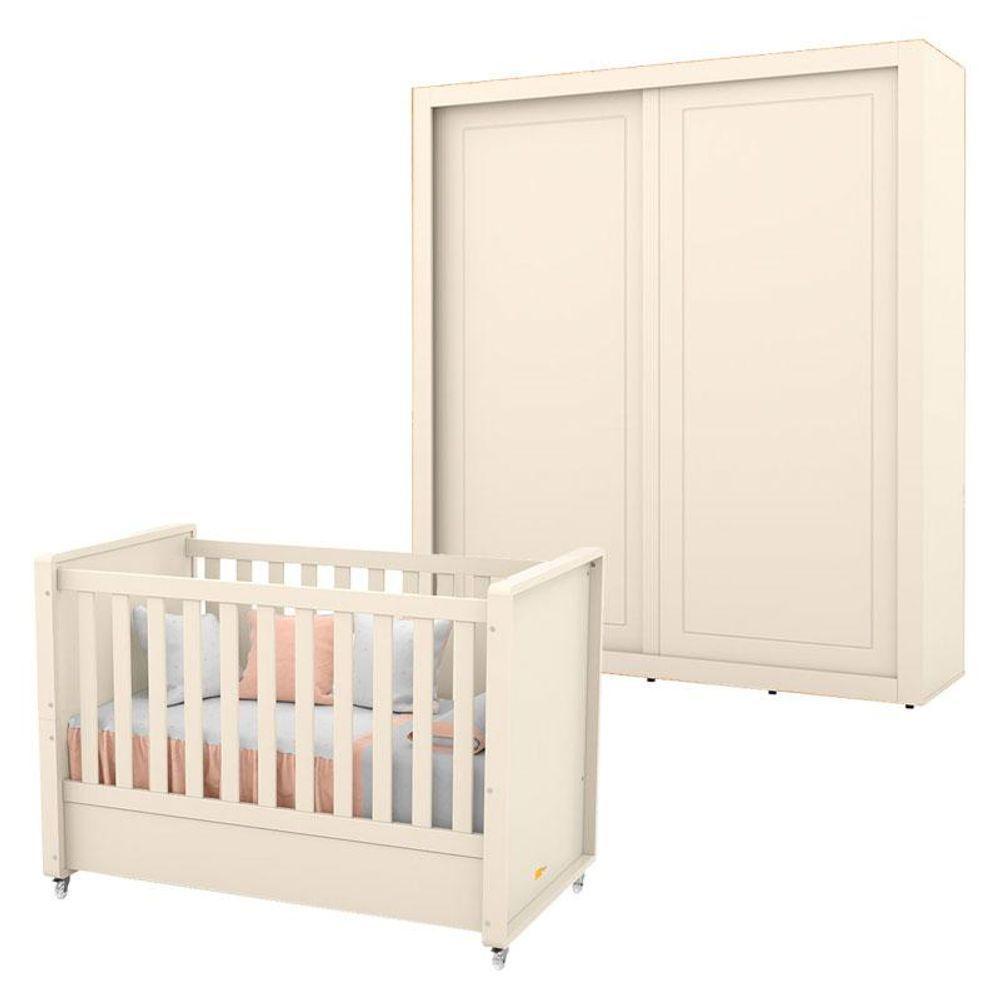 Berço Americano E Guarda Roupa Tutto New 2 Portas Off White - Matic - 1