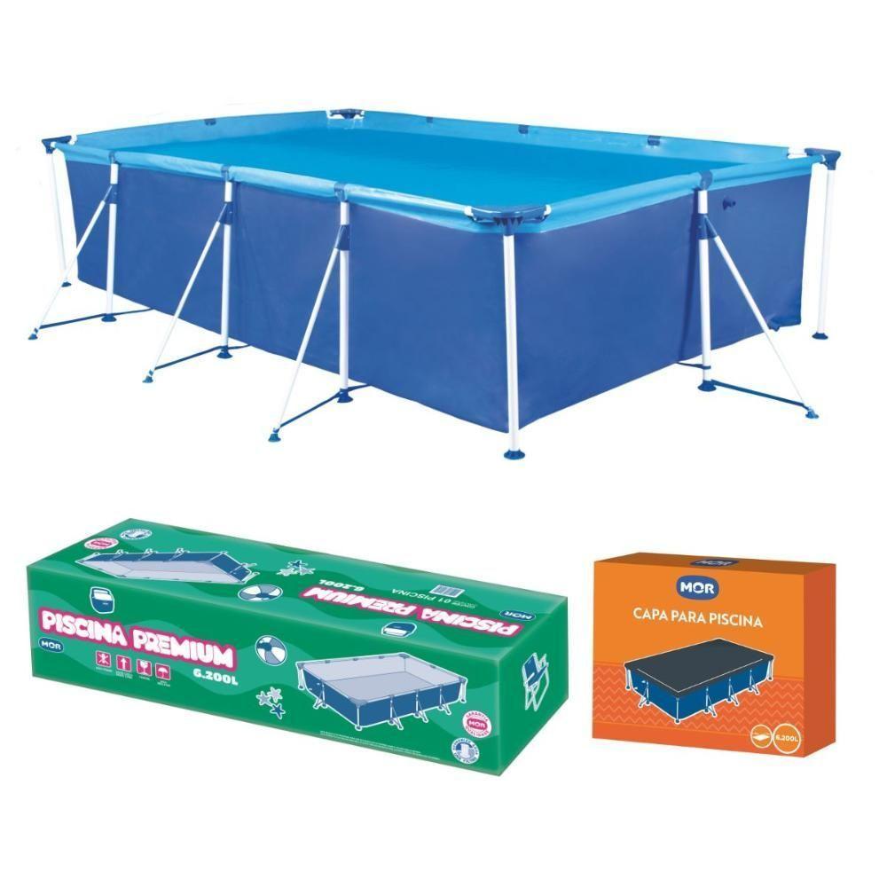 Piscina Retangular 6200 Litros Estruturada Premium Com Capa Mor - 1