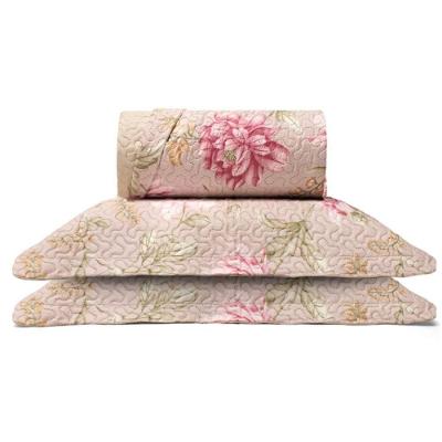 Cobre Leito Buettner King Microfibra Renove Estampado Leticia 3 Peças Bege