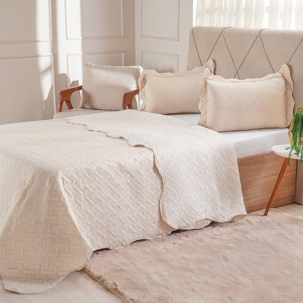 Kit Cobre Leito King Ultra Lisse Lisa New 250x270cm Sandshell - 1