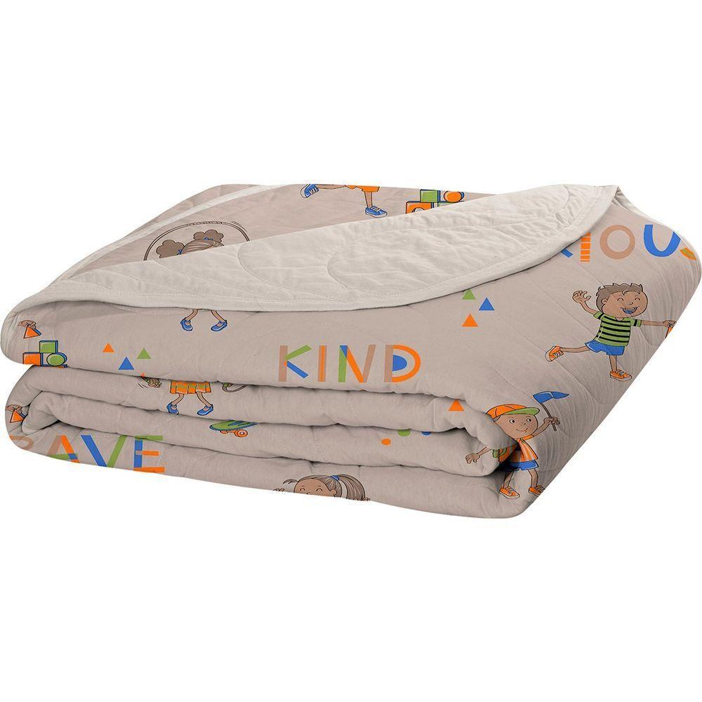 Cobre Leito Tecebem Casal Malha 100% Algodão Estampado Em Matelassê Kevin 210x240m Trigo - 1