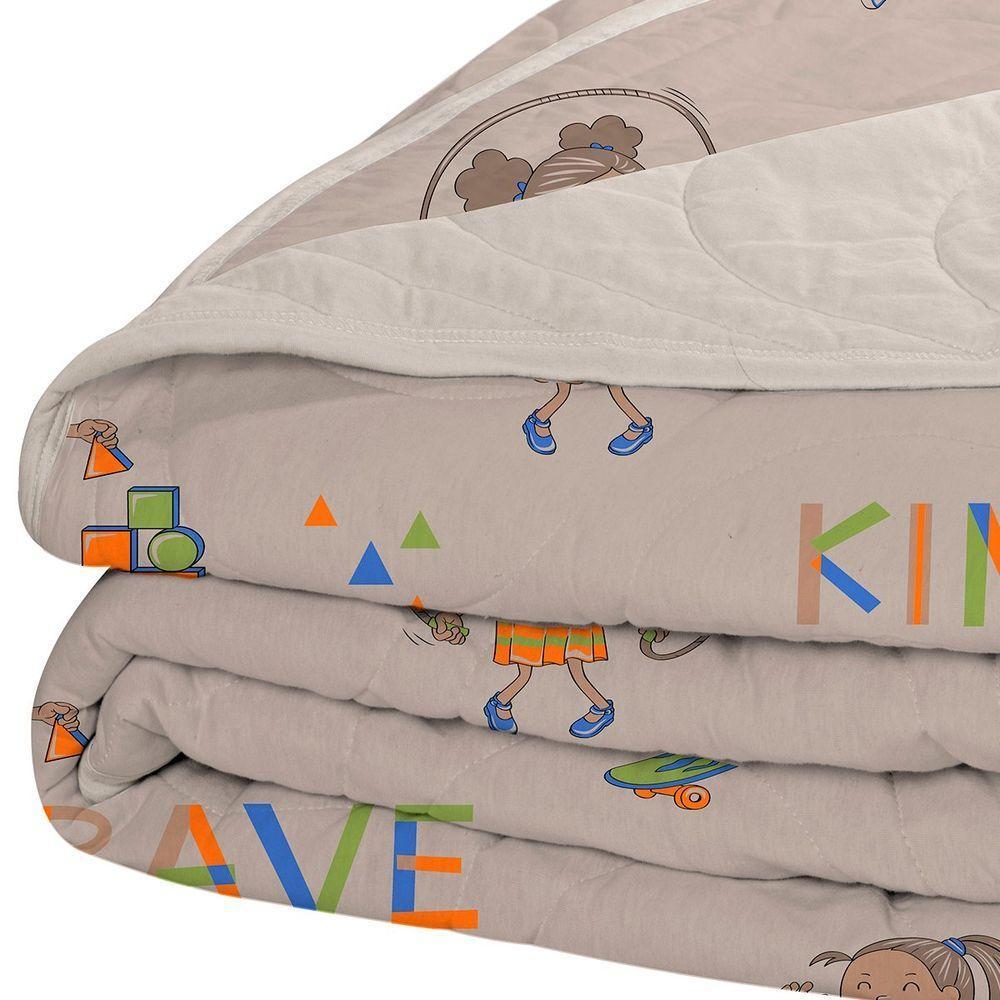 Cobre Leito Tecebem Casal Malha 100% Algodão Estampado Em Matelassê Kevin 210x240m Trigo - 2