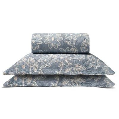 Cobre Leito Buettner Casal Microfibra Renove Estampado Paulina 3 Peças Azul