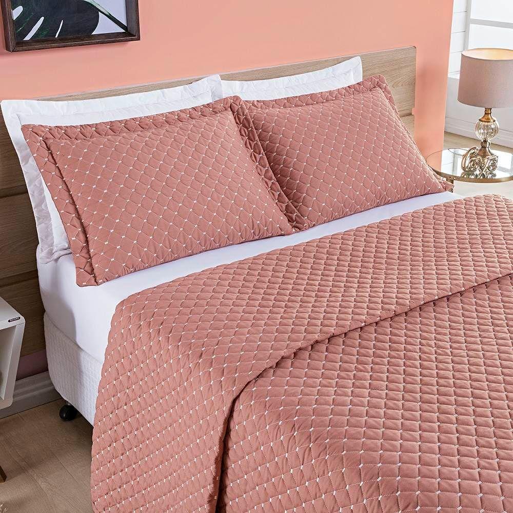 Cobre Leito King Ravena Micropercal 200 Fios 3 Peças - Rose - 1