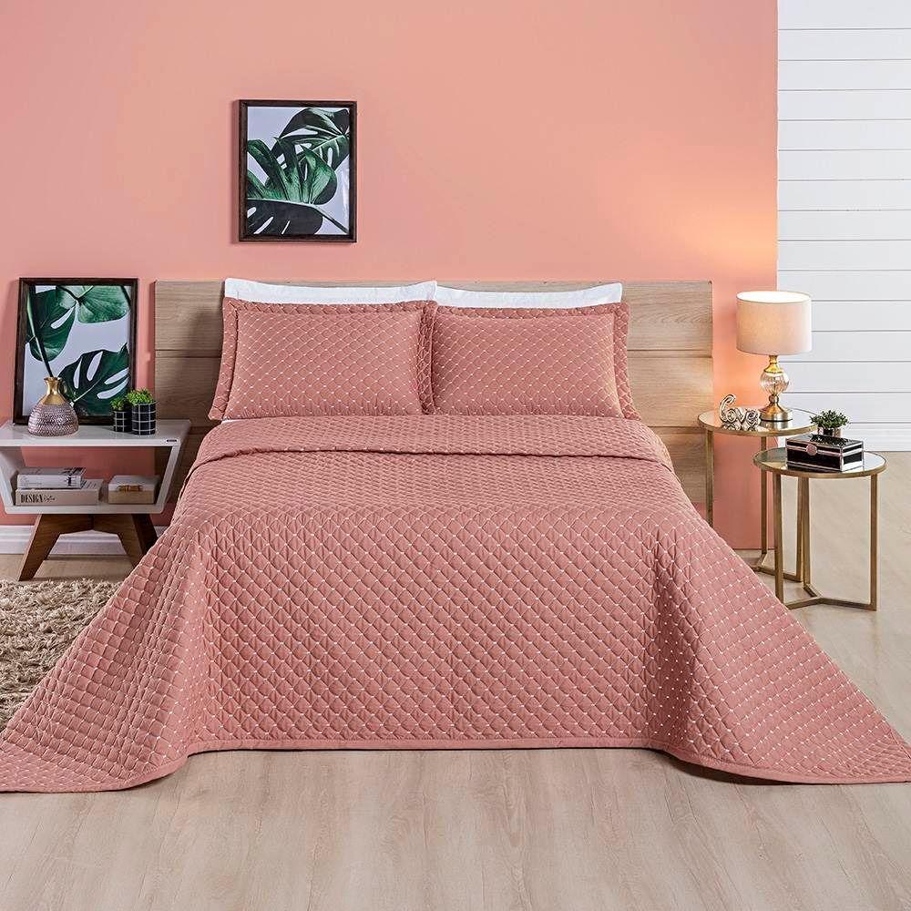 Cobre Leito King Ravena Micropercal 200 Fios 3 Peças - Rose - 2