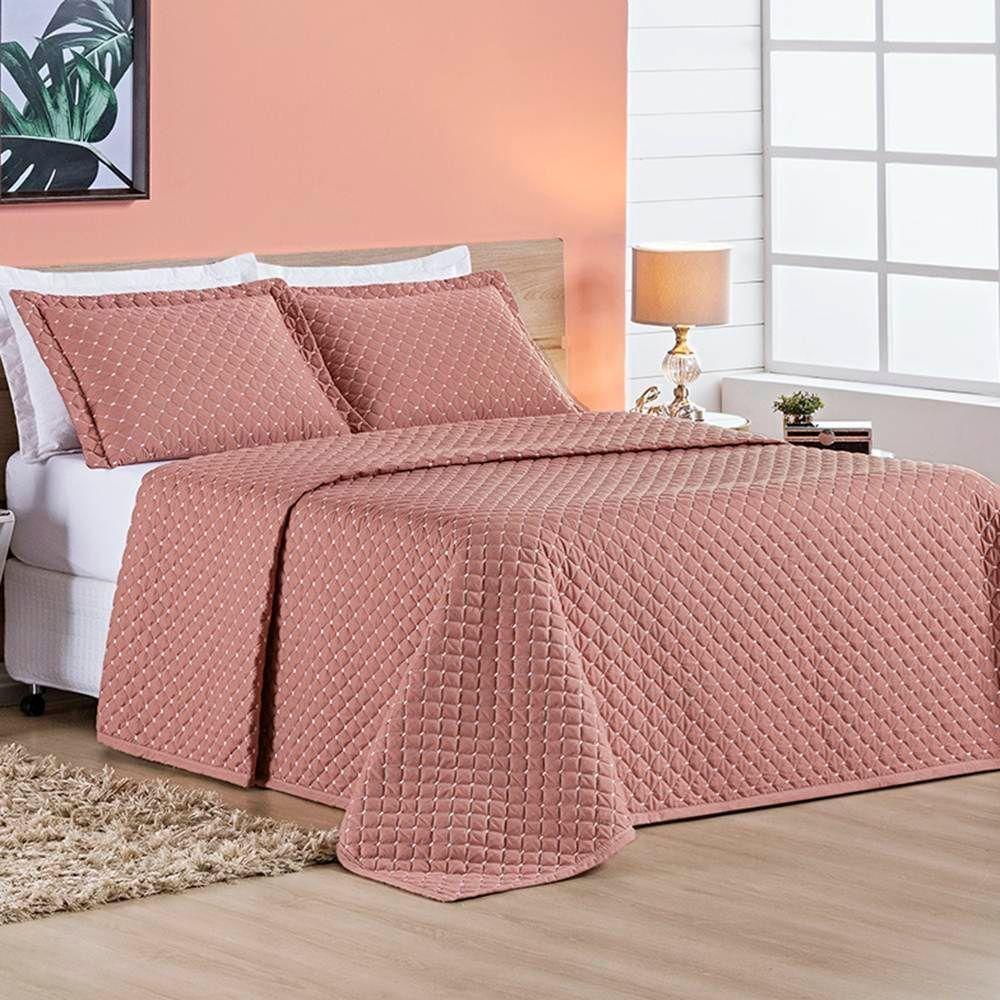 Cobre Leito King Ravena Micropercal 200 Fios 3 Peças - Rose - 3