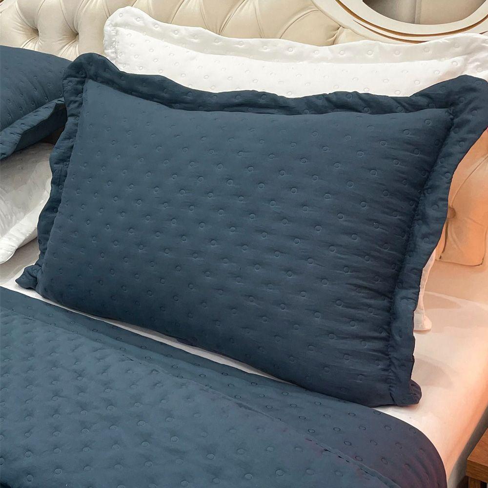 Coordenado Cobre Leito Queen E Lençol Diplomata 7 Peças - Azul - 100% Poliéster - 4