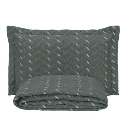 Cobre Leito Solteiro Heitor Bordado Hipercal 400 Fios 2 Peças - Verde Militar