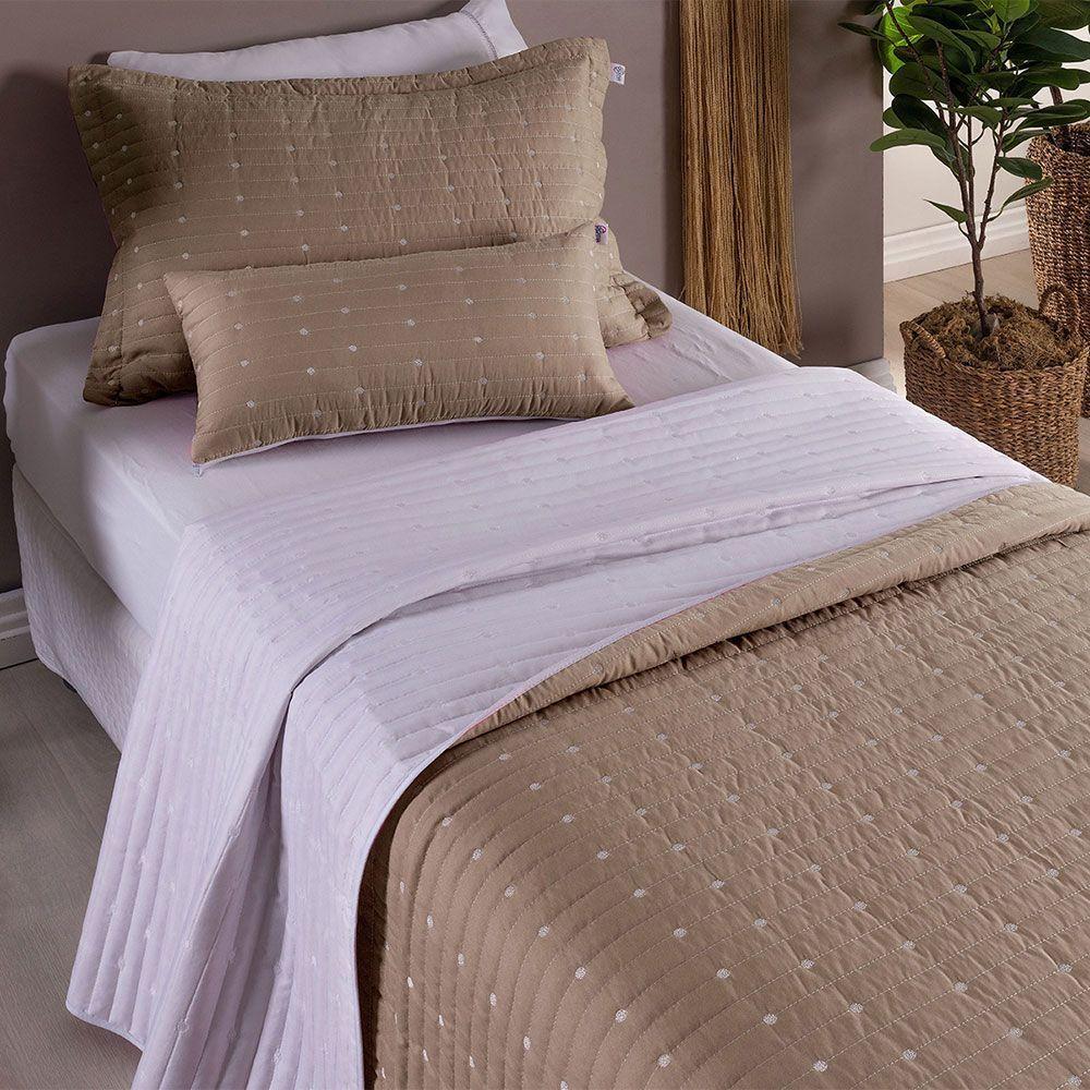 Kit 4 Pçs Cobre Leito Solteiro Urbany Hipercal 400 Fios Bordado Cáqui - 2