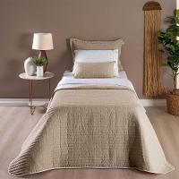 Kit 4 Pçs Cobre Leito Solteiro Urbany Hipercal 400 Fios Bordado Cáqui