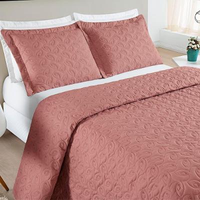 Cobre Leito Queen Agata Bordado Micropercal 200 Fios 3 Peças - Rose