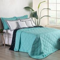 Kit 7 Pçs Cobre Leito Casal King Renove Hipercal 400 Fios Dupla Face Bordado Preto E Verde - 3