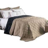 Kit 7 Pçs Cobre Leito Casal Queen Renove Hipercal 400 Fios Dupla Face Bordado Cáqui E Preto - 1