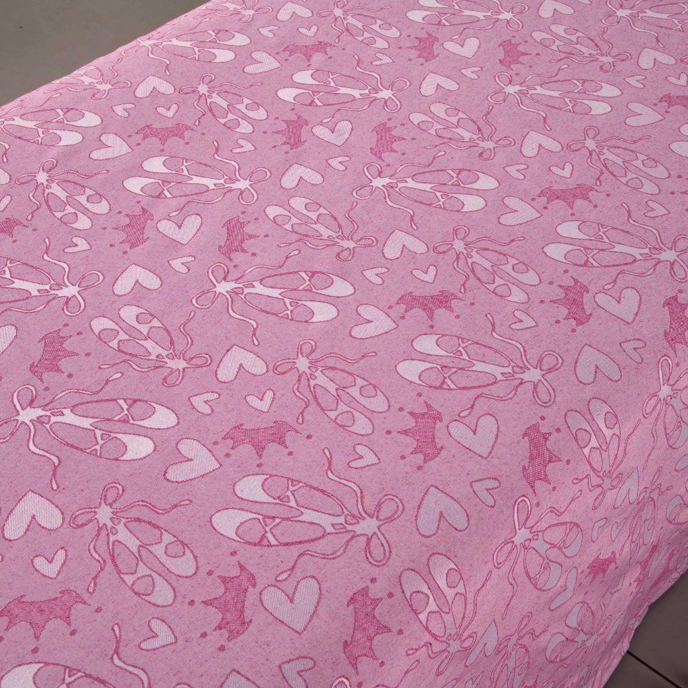 Kit Cobre Leito Ballet 2 Peças Solteiro 60% Algodão - 40% Poliéster Tecido Jacquard Pink - 4