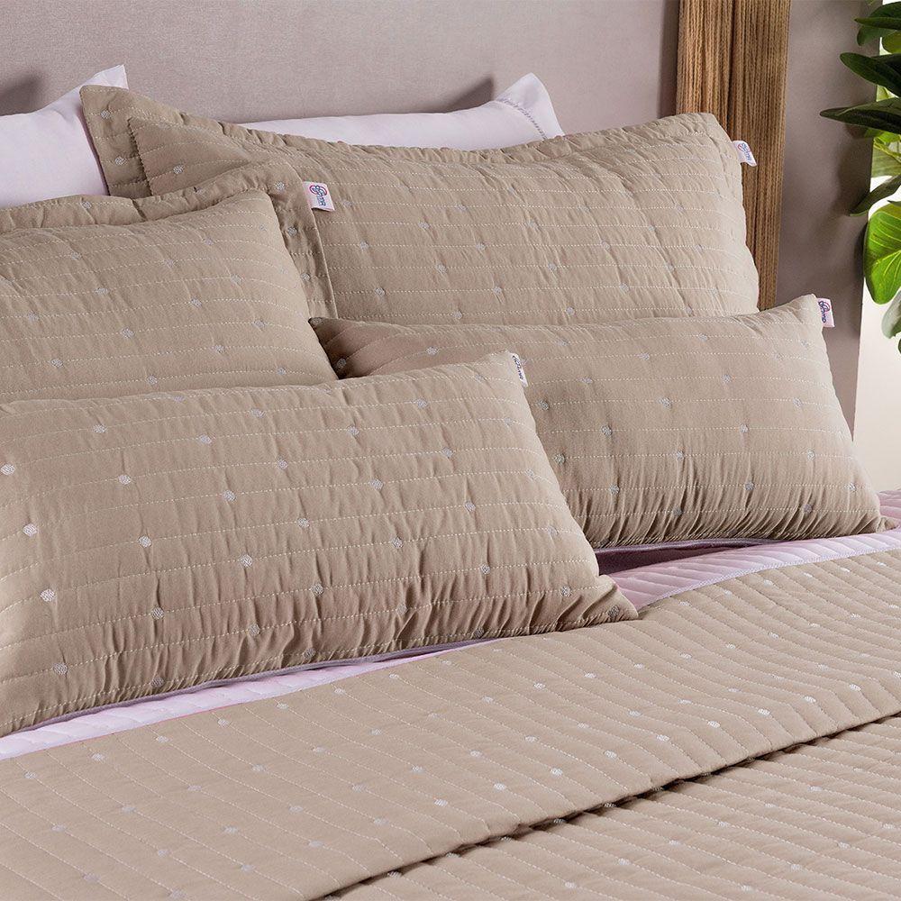 Kit 7 Pçs Cobre Leito Casal Padrão Urbany Hipercal 400 Fios Bordado Cáqui - 6