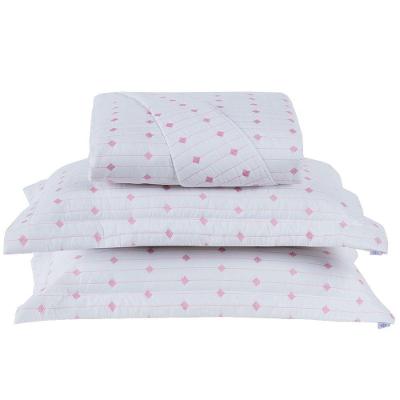Cobre Leito Queen Decor 200 Fios 3 Peças - Branco/pink - Hipercal 100% Poliéster