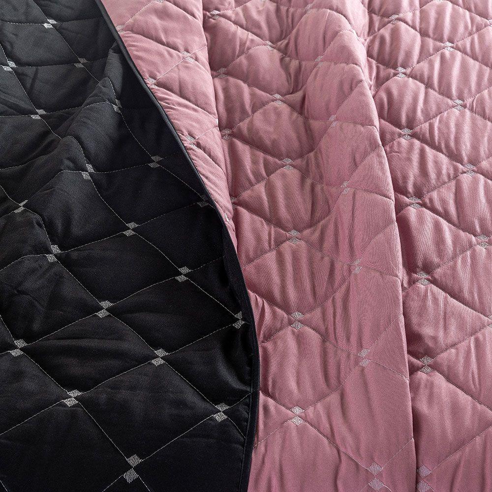 Kit 7 Pçs Cobre Leito Casal Padrão Renove Hipercal 400 Fios Dupla Face Bordado Preto E Rosê - 6