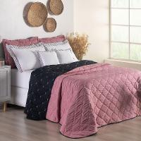 Kit 7 Pçs Cobre Leito Casal Padrão Renove Hipercal 400 Fios Dupla Face Bordado Preto E Rosê - 3