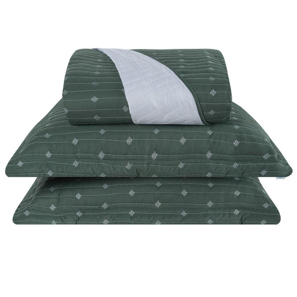 Cobre Leito Queen Decor Bordado 200 Fios 3 Peças - Verde - Hipercal 100% Poliéster - 1