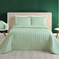 Cobre Leito King Agata Bordado Micropercal 200 Fios 3 Peças - Verde - 3